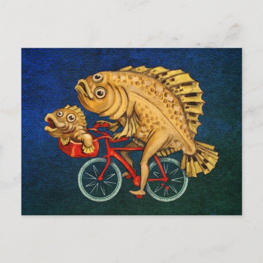Flopper rijden op een fiets schilderij briefkaart (Voorkant)