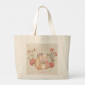 floppy bunny bloemig grote tote bag (Achterkant)