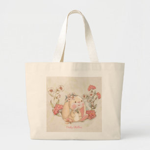floppy bunny bloemig grote tote bag