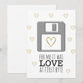 Floppy Disc Computer Liefde bij First Byte Valenti Feestdagenkaart (Voorkant / Achterkant)