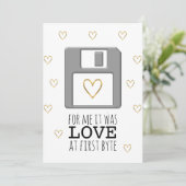 Floppy Disc Computer Liefde bij First Byte Valenti Feestdagenkaart (Staand voorkant)