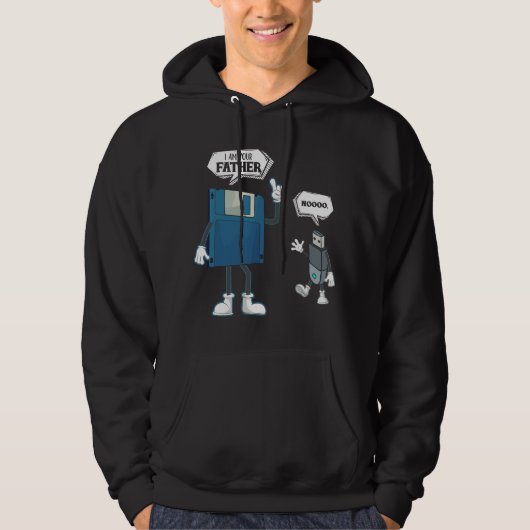Floppy Disc USB Father And Son Funny Nerd Geek Com Hoodie (Voorkant)