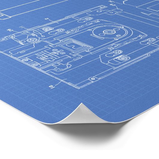 Floppy Disk 1997 Patent Art - Blauwdruk Poster (Hoek)