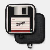 Floppy Disk Computer Science Klassieke Geek Kook Pannenlap (Voorkant / Achterkant)