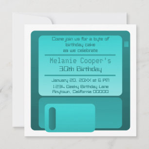 Floppy Disk Geek Birthday Party nodigt Blauwgroen  Kaart