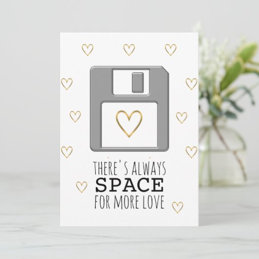 Floppy Disk Gold Heart Valentijnsdag Computer Feestdagenkaart (Staand voorkant)