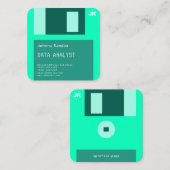 Floppy disk groene toon cyber vierkante visitekaartje (Voorkant / Achterkant)
