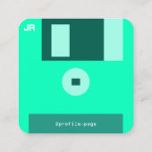 Floppy disk groene toon cyber vierkante visitekaartje (Achterkant)