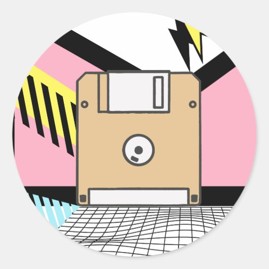 floppy disk uit de jaren 90 ronde sticker (Voorkant)