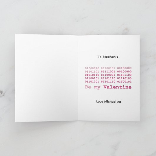 Floppy disk Valentijn met binaire liefde code Kaart (Binnen)