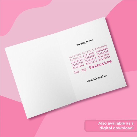 Floppy disk Valentijn met binaire liefde code Kaart