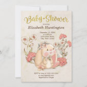  floppy konijntje bloemig Baby shower Kaart (Voorkant)