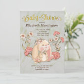  floppy konijntje bloemig Baby shower Kaart (Staand voorkant)