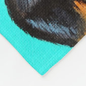 Floppy the Miniature Dachshund Painting Fleece Deken (Hoek)