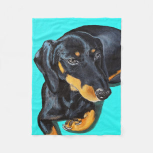 Floppy the Miniature Dachshund Painting Fleece Deken