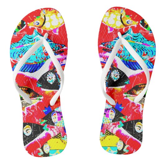 Flops "zwarte rode vissen" teenslippers (Voetbed)