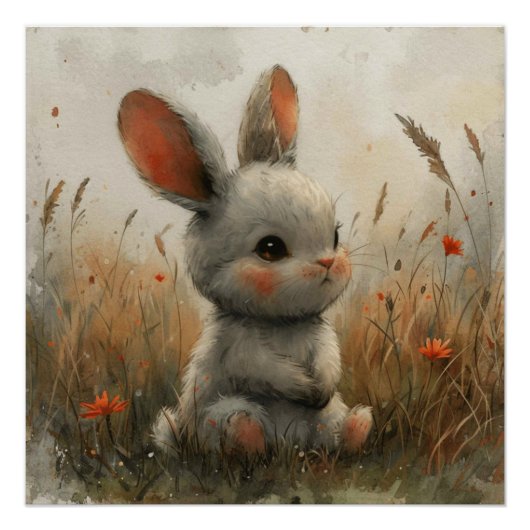Flopsy Fancy: Een beetje grillige Bunny Perfect Poster (Voorkant)