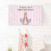 Flopsy in roze 1e verjaardag banner personaliseren (Insitu)