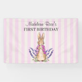 Flopsy in roze 1e verjaardag banner personaliseren (Horizontaal)