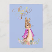 Flopsy konijn met Goud Dank U Tekst Briefkaart (Voorkant)