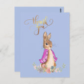 Flopsy konijn met Gouden Dank je wel tekst Briefkaart (Voorkant / Achterkant)