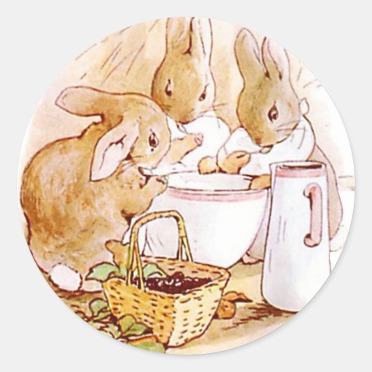 Flopsy Mopsy en Cottontail Beatrix Potter Ronde Sticker (Voorkant)