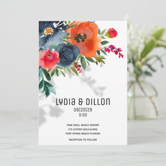 Flor Abundance Wedding Invitation Aankondiging (Staand voorkant)