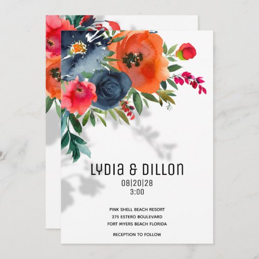 Flor Abundance Wedding Invitation Aankondiging (Voorkant / Achterkant)