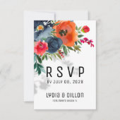 Flor Abundance Wedding RSVP Mail Back Kaart (Voorkant)