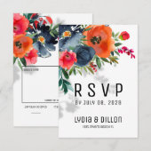 Flor Abundance Wedding RSVP Mail Back Kaart (Voorkant / Achterkant)