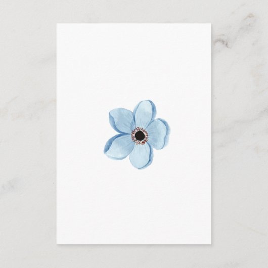 flor azul claro delicado informatiekaartje (Achterkant)