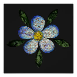 Flor Azul com Folhas Escuras em Composição Moderna Perfect Poster
