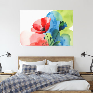 Flor en acuarela – Arte floral minimalista abstrac Canvas Afdruk