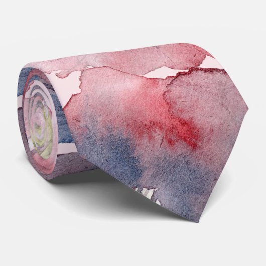 Flor Ever Blush Navy Waterverf geschilderde bruilo Stropdas (Opgerold)