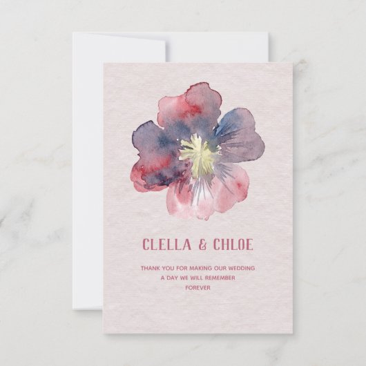 Flor Ever Bruiloft Dank u kaart (Achterkant)