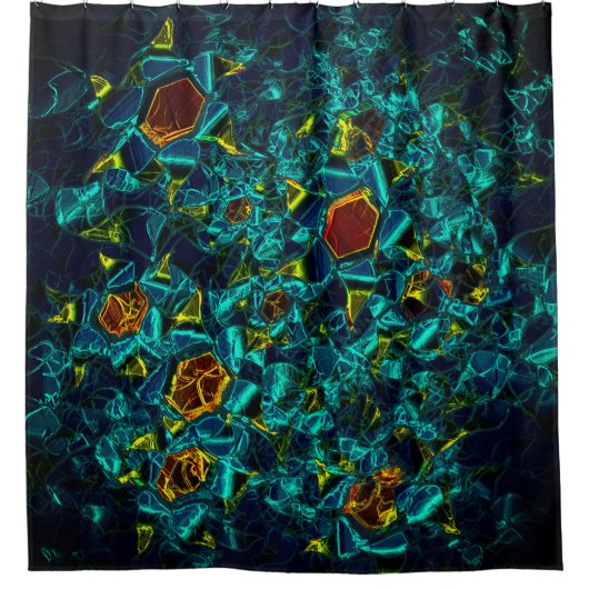 Flor virtual em azul gradiente, estilhaçada douchegordijn (Voorkant)