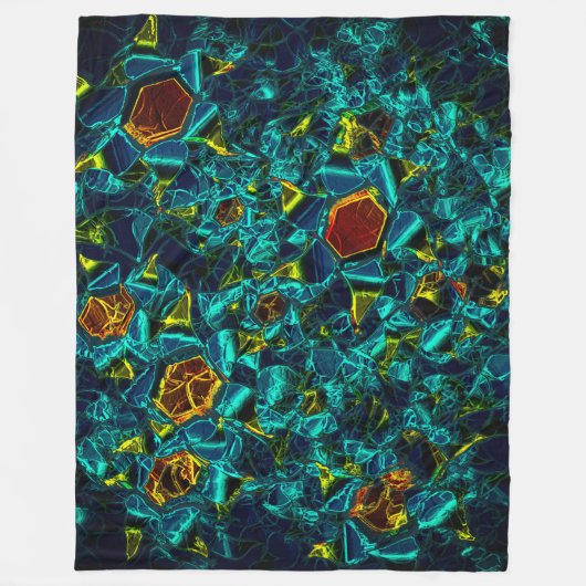 Flor virtual em azul gradiente, estilhaçada fleece deken (Voorkant)