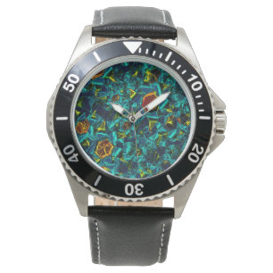 Flor virtual em azul gradiente, estilhaçada horloge