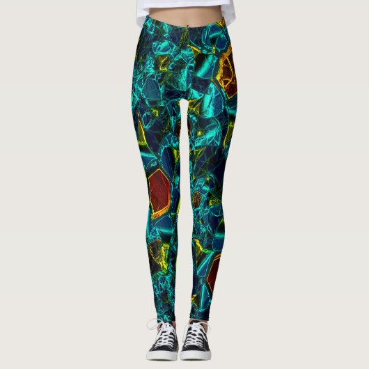 Flor virtual em azul gradiente, estilhaçada leggings (Voorkant)