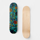 Flor virtual em azul gradiente, estilhaçada persoonlijk skateboard (Voorkant)