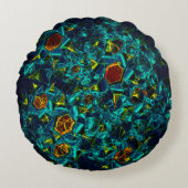 Flor virtual em azul gradiente, estilhaçada rond kussen (Voorkant)