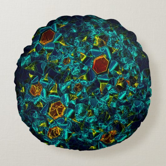 Flor virtual em azul gradiente, estilhaçada rond kussen (Voorkant)