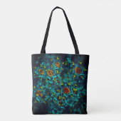 Flor virtual em azul gradiente, estilhaçada tote bag (Achterkant)