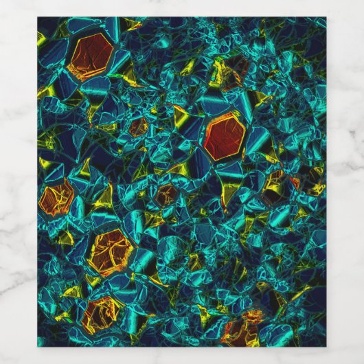 Flor virtual em azul gradiente, estilhaçada wijn etiket (Enkel label)