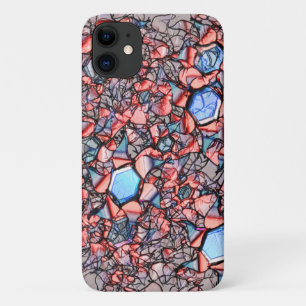Flor virtual entalhada nas cores azul e salmão Case-Mate iPhone case