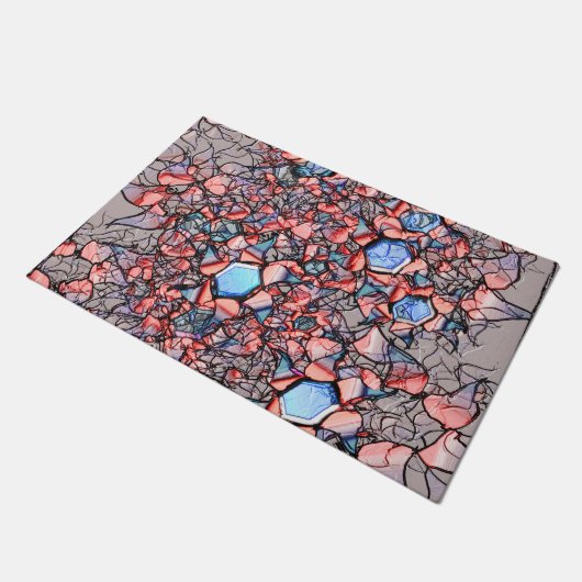 Flor virtual entalhada nas cores azul e salmão deurmat (Schuin)