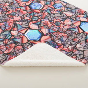 Flor virtual entalhada nas cores azul e salmão sherpa deken