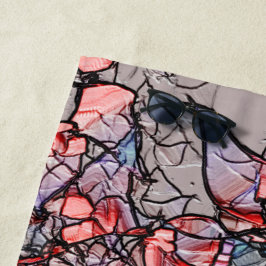 Flor virtual entalhada nas cores azul e salmão strandlaken