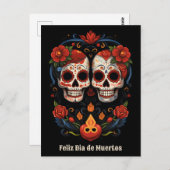 🌹 Flor y Calavera: Eerbetoon aan Dia de Muertos � Briefkaart (Voorkant / Achterkant)