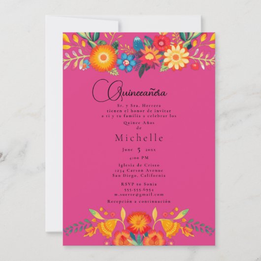 Flora - 15e verjaardag Quincinera Kaart (Voorkant)